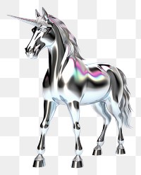 PNG Unicorn Chrome material mammal animal silver.