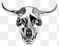 PNG Animal skull Chrome material cattle mammal silver.
