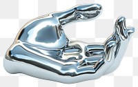 PNG Love hand Chrome material silver chrome shiny.