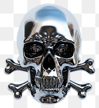 PNG Pirates skull Chrome material silver white background clothing.
