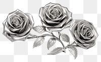 PNG Roses Chrome material flower silver plant.