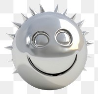 PNG Smiling sun Chrome material silver shape shiny.