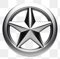 PNG Star in circle Chrome material emblem symbol silver.
