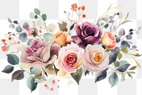 PNG Watercolor flowers rose painting pattern.