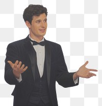 PNG Person performing magic tricks tuxedo adult gesturing.