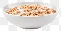 PNG Cereal with milk in bowl food white background breakfast.