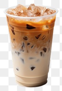 PNG Ice latte in plastic cup drink white background refreshment.