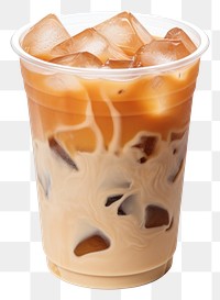 PNG Ice latte in plastic cup drink milk white background.