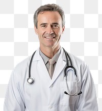 PNG Male doctor adult white background stethoscope.