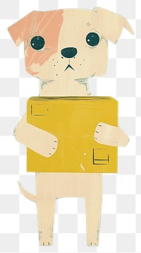 PNG  Dog holding a box art animal representation.