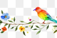 PNG  Bird with flower animal nature plant.