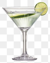 PNG Lime gin cocktail martini sketch drink.
