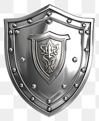 PNG Warrior shield Chrome material silver white background protection.