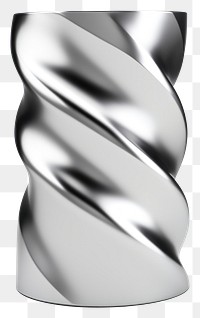 PNG Twisted cylinder chrome material silver shiny shape.