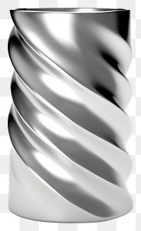 PNG Twisted cylinder chrome material silver shiny white.