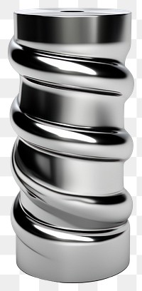 PNG Twisted cylinder chrome material silver white background technology.