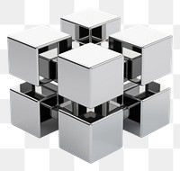 PNG Cube fractal chrome material silver shape toy