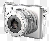 PNG Mini camera chrome material white background photographing electronics.