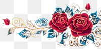 PNG Rose border pattern flower plant. AI generated Image by rawpixel.