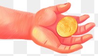 PNG Hand holding gold coin finger white background currency.