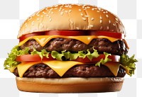 PNG  Double cheese burger food hamburger condiment. AI generated Image by rawpixel.