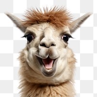 PNG Smiling llama mammal animal alpaca. AI generated Image by rawpixel.