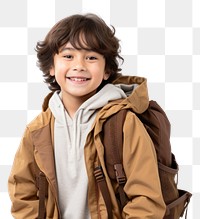 PNG  Asian kid traveler smiling jacket child.