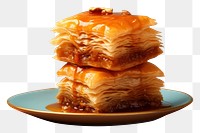 PNG Baklava dessert pastry plate. AI generated Image by rawpixel.