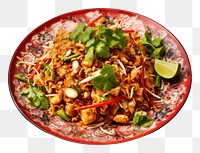 PNG Pad thai food plate still life. AI generated Image by rawpixel.