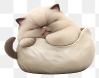 PNG Chubby round baby siamese cat animal figurine sleeping.