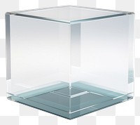 PNG 3d transparent glass style of cube furniture table white background.