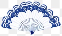 PNG Chinese fan white blue 