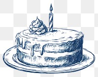 PNG  Antique of birthday cake drawing sketch dessert.