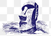 PNG  Antique of easter island moai drawing sketch art.
