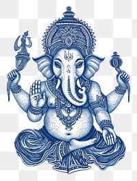 PNG  Antique of Ganesha drawing sketch blue.