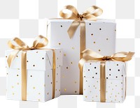 PNG Christmas gift wrapping presents ribbon white gold.