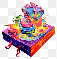 PNG  A giftbox painting purple art. AI generated Image by rawpixel.