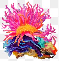 PNG  An isolated sea flower painting nature purple. AI generated Image by rawpixel.