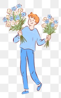 PNG Doodle illustration young man cartoon drawing sketch.