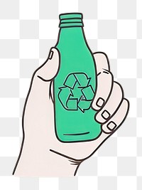 PNG  Hand holding plastic bottle with recycle icon drink green refreshment. AI generated Image by rawpixel.
