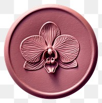 PNG Orchid Seal Wax Stamp circle locket shape.