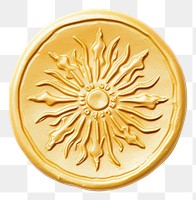 PNG Seal Wax Stamp sun gold white background accessories.