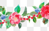 PNG Winterberry and Camellia pattern flower nature.