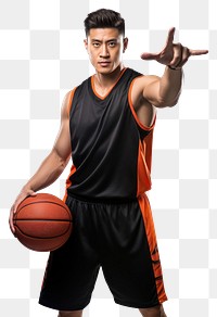 PNG Asian basketball player portrait sports finger.