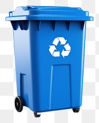PNG Blue recycle bin with recycle icon white background container recycling.