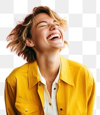 PNG Laughing young white woman adult joy excitement.