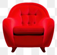 PNG Modern red armchair furniture white background comfortable.