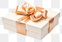 PNG White gift box ribbon gold white background.