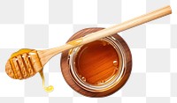 PNG Honey jar spoon food wood.
