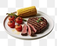 PNG A beef steak plate tomato table.